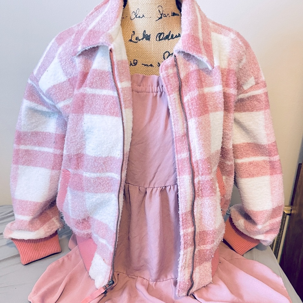 Adorable size small pink and white jacket